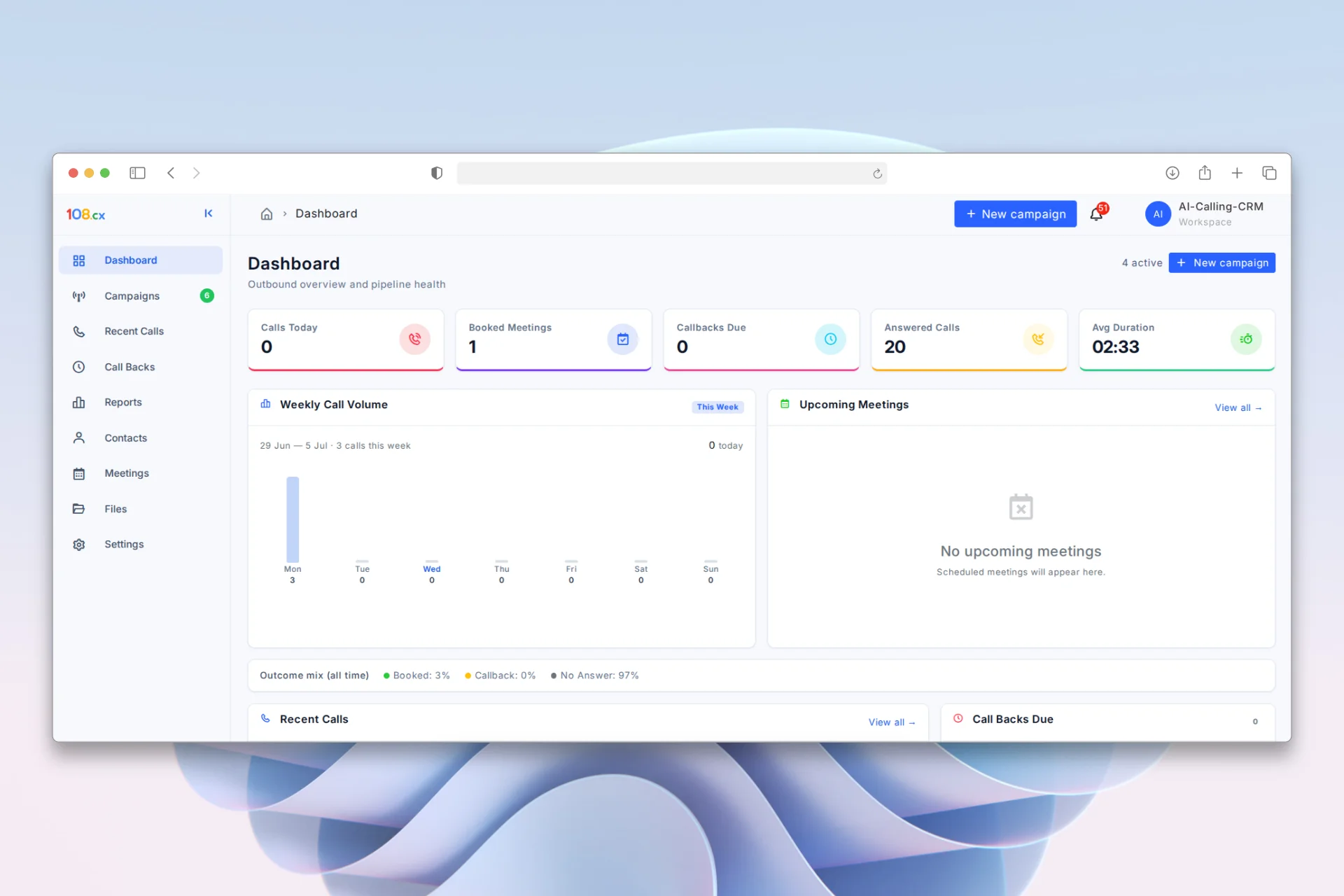 AI Calling System interface screenshot