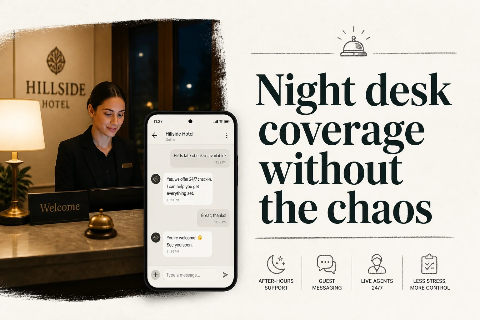 AI chatbots for hotels: guest messaging, night desk, and what you should never automate