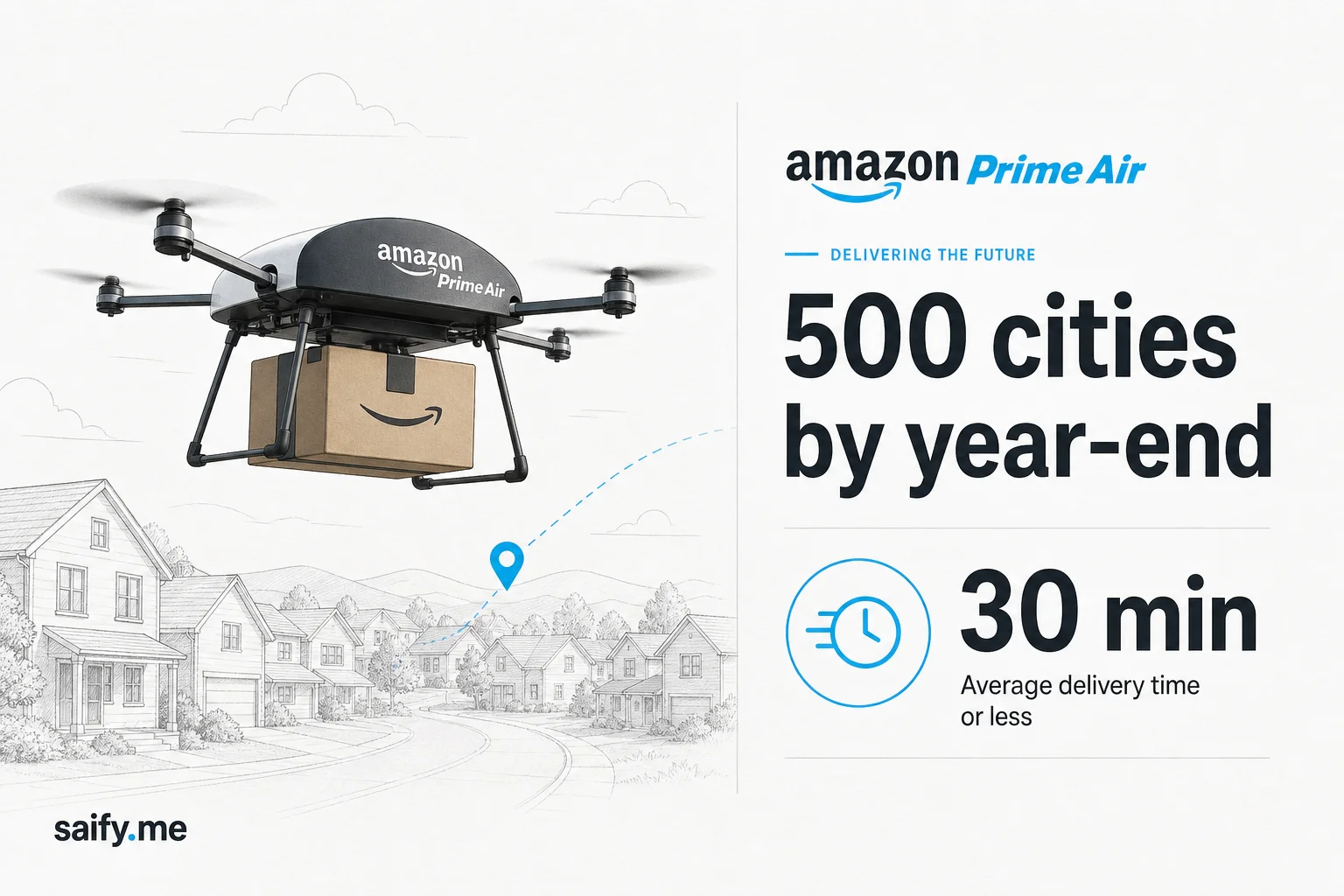 Amazon Prime Air wants 500 US cities by year-end. The ops math is finally catching the 2013 keynote.