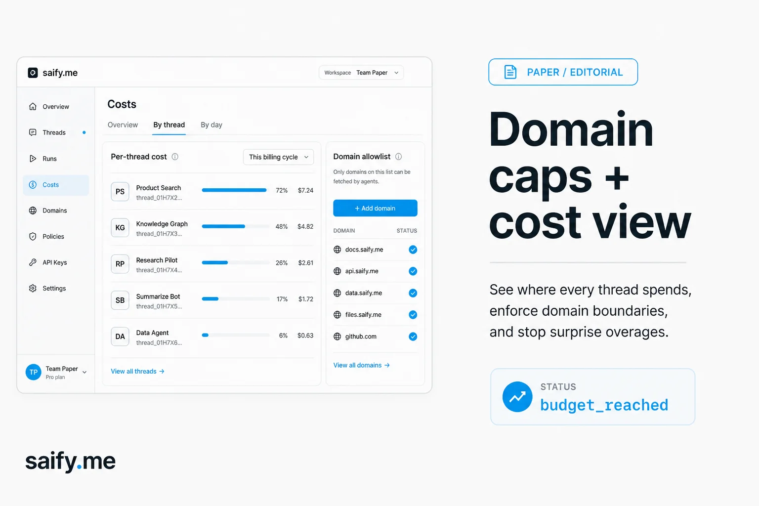 Claude Managed Agents now cap web domains and show per-thread cost in the Console