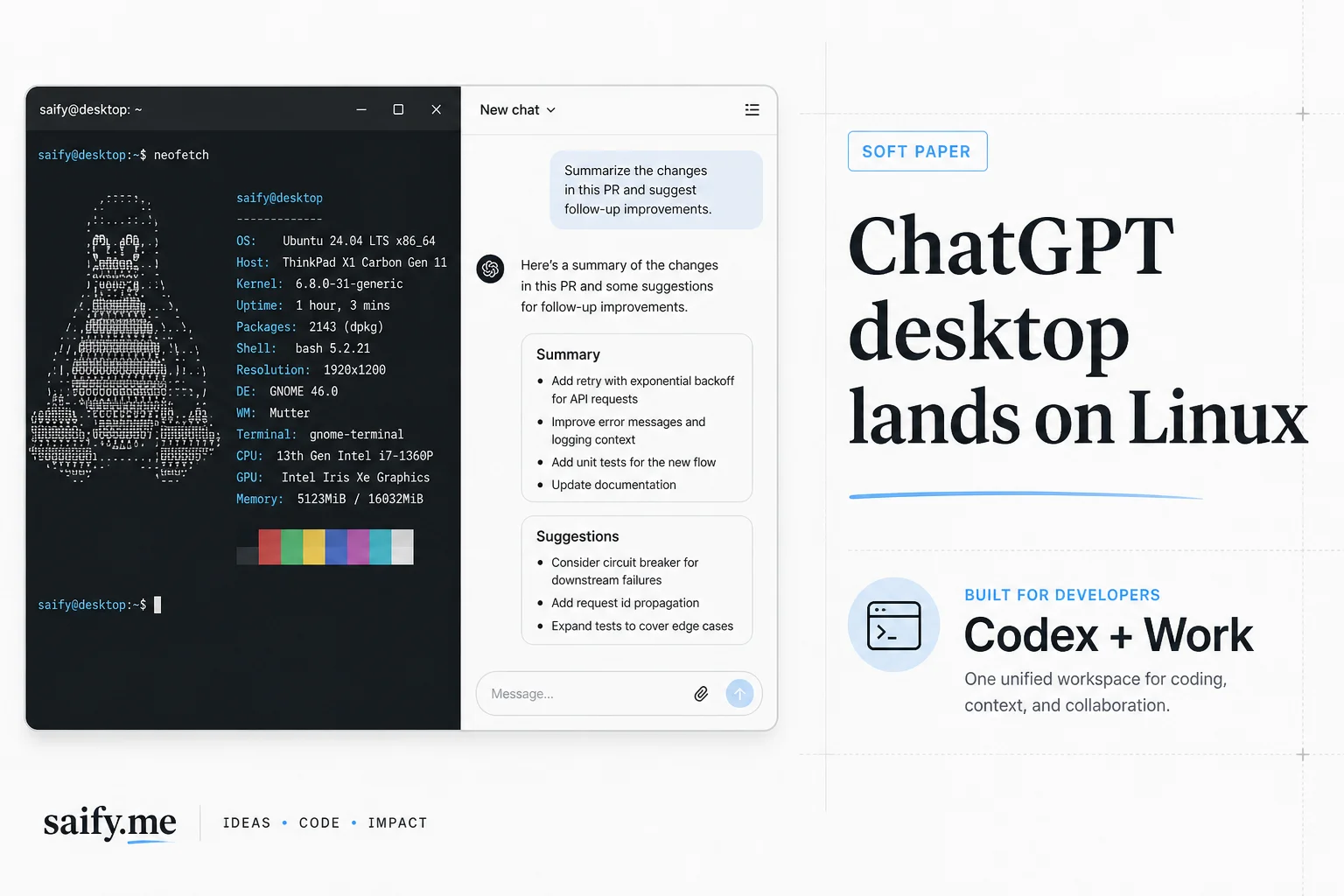 ChatGPT desktop is finally on Linux, with Codex and Work in one app