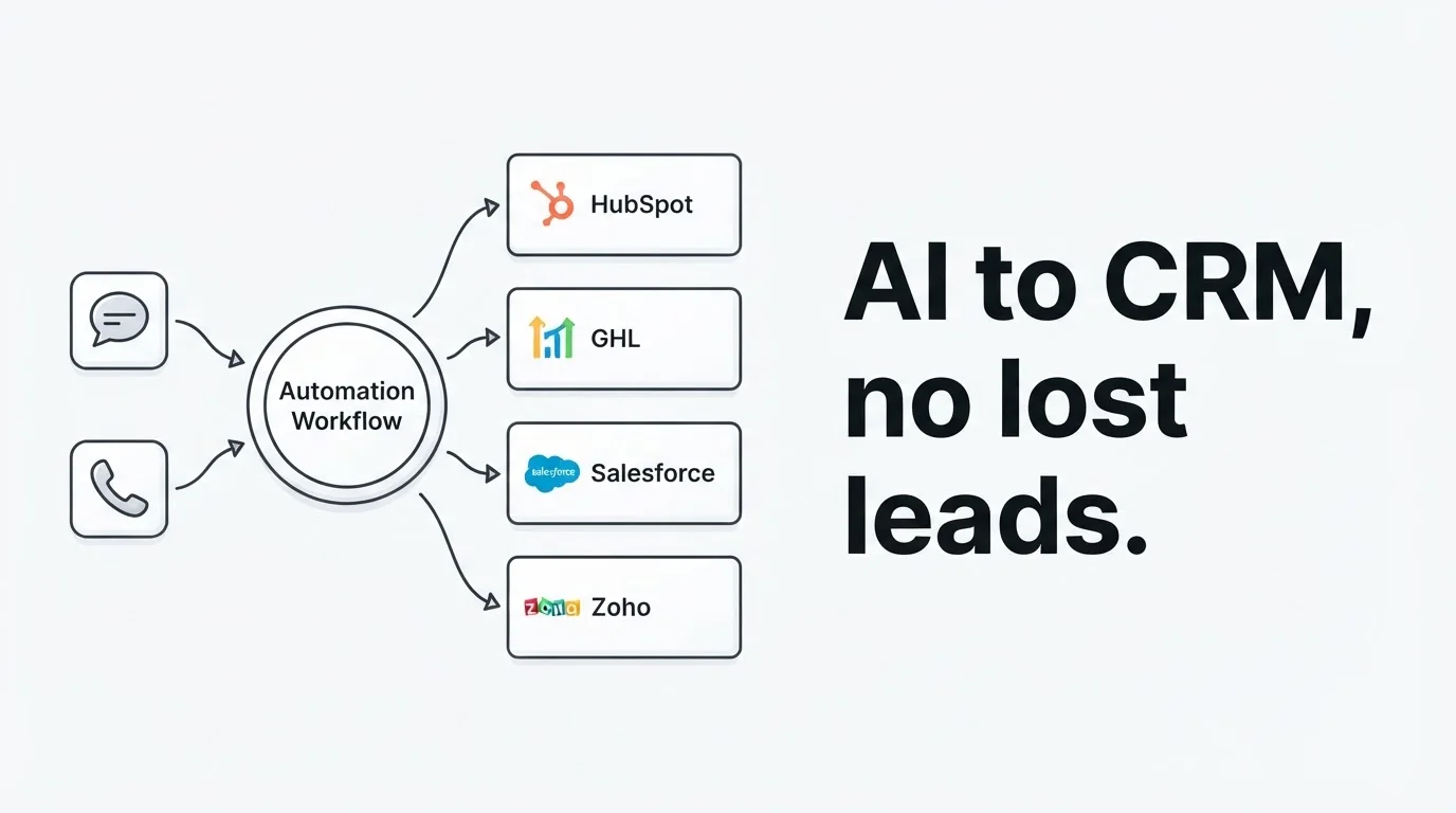 Connect AI to your CRM without losing leads (HubSpot, GHL, Salesforce, Zoho)