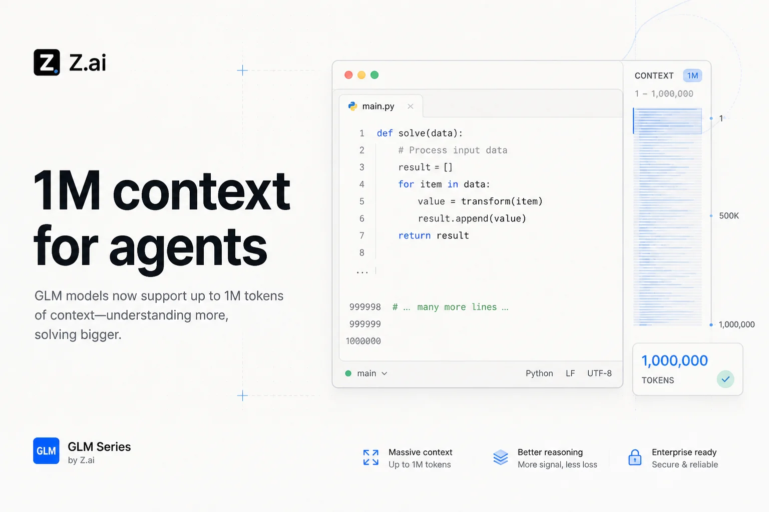 GLM-5.2 ships 1M usable context for long coding agent runs