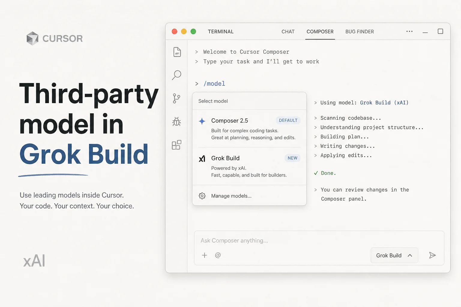 xAI put Cursor's Composer 2.5 inside Grok Build for long coding sessions