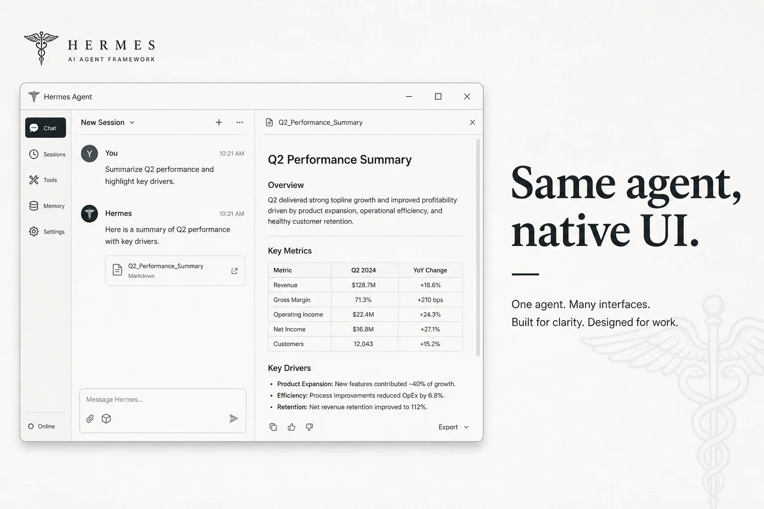 Hermes Desktop gives the Hermes agent a native UI without forking the stack