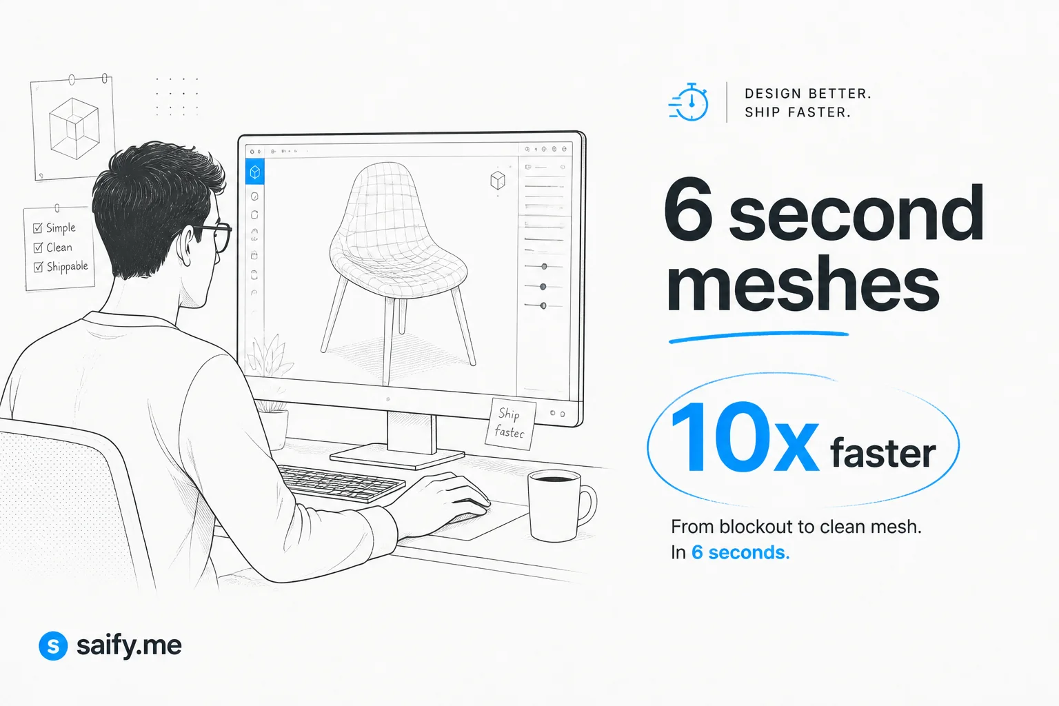 Meshy T2 turns one photo into a clean 3D mesh in six seconds