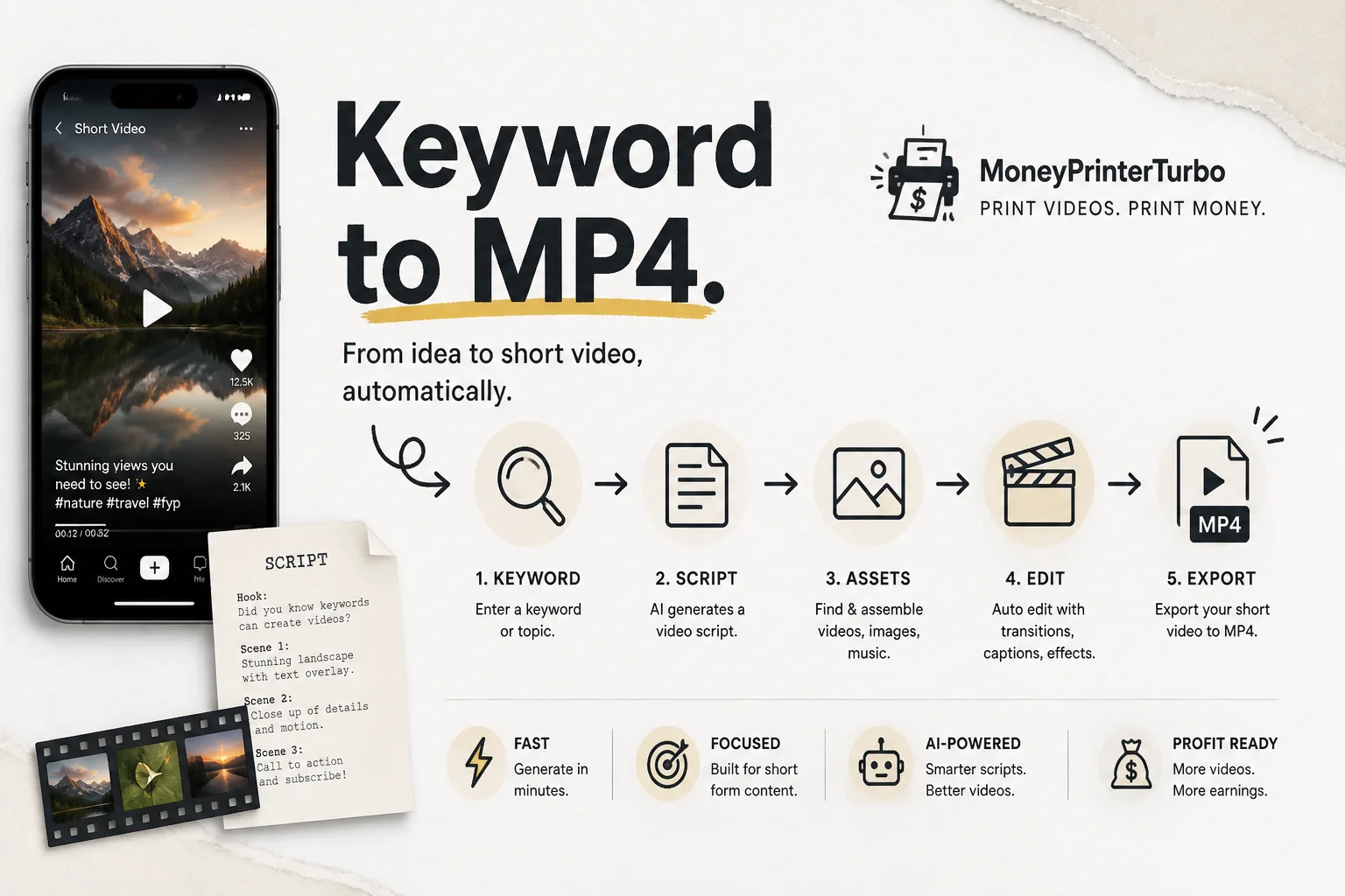 MoneyPrinterTurbo turns one keyword into a short video pipeline you can self-host