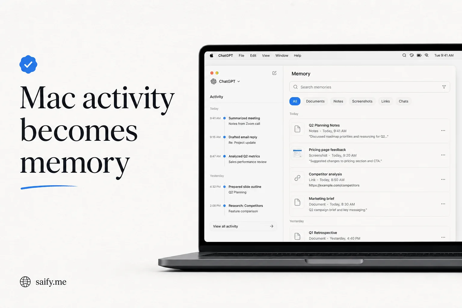 ChatGPT Computer History turns your Mac activity into agent memory