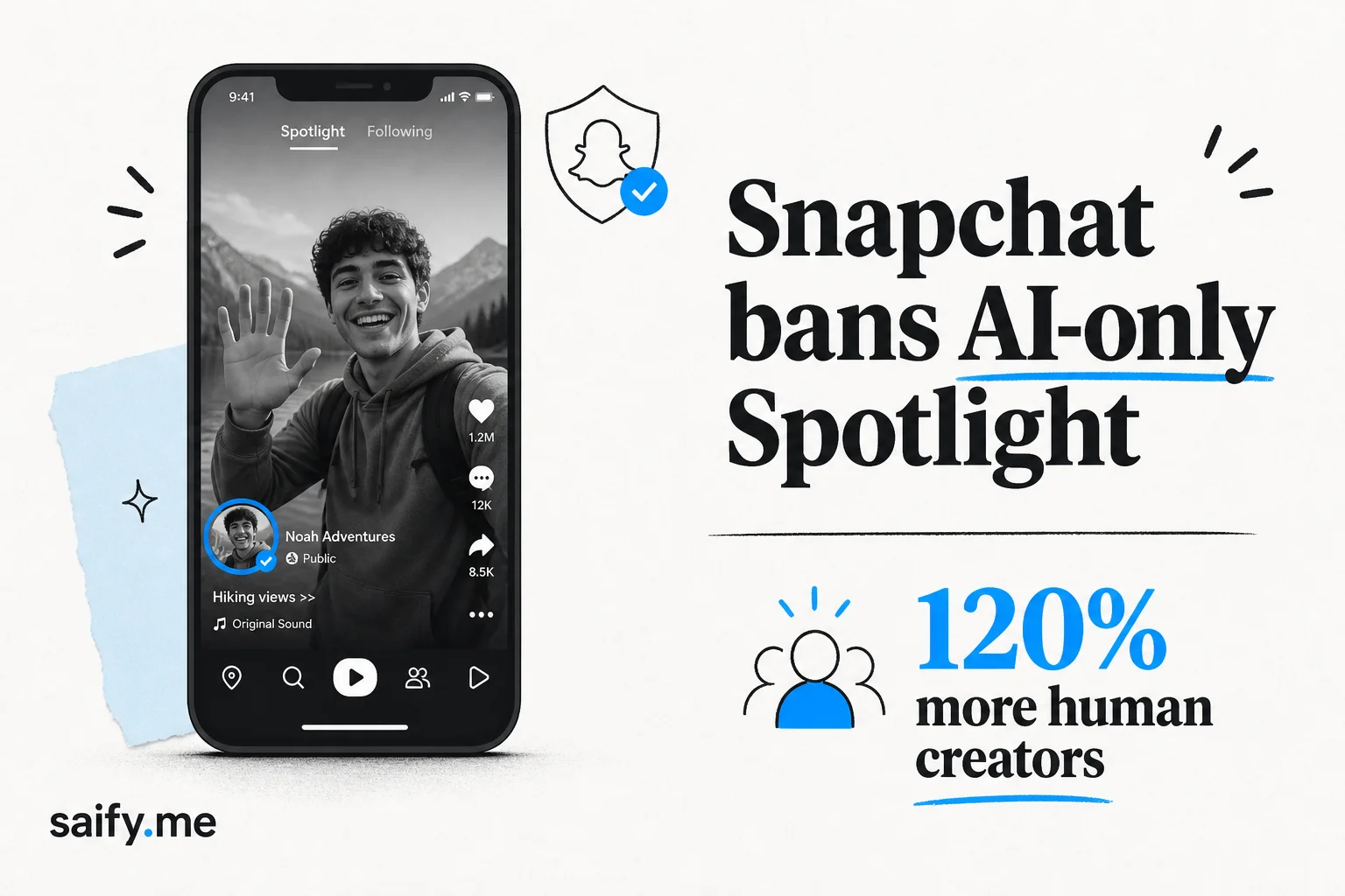 Snapchat stopped recommending fully AI videos on Spotlight. Platforms are picking sides.