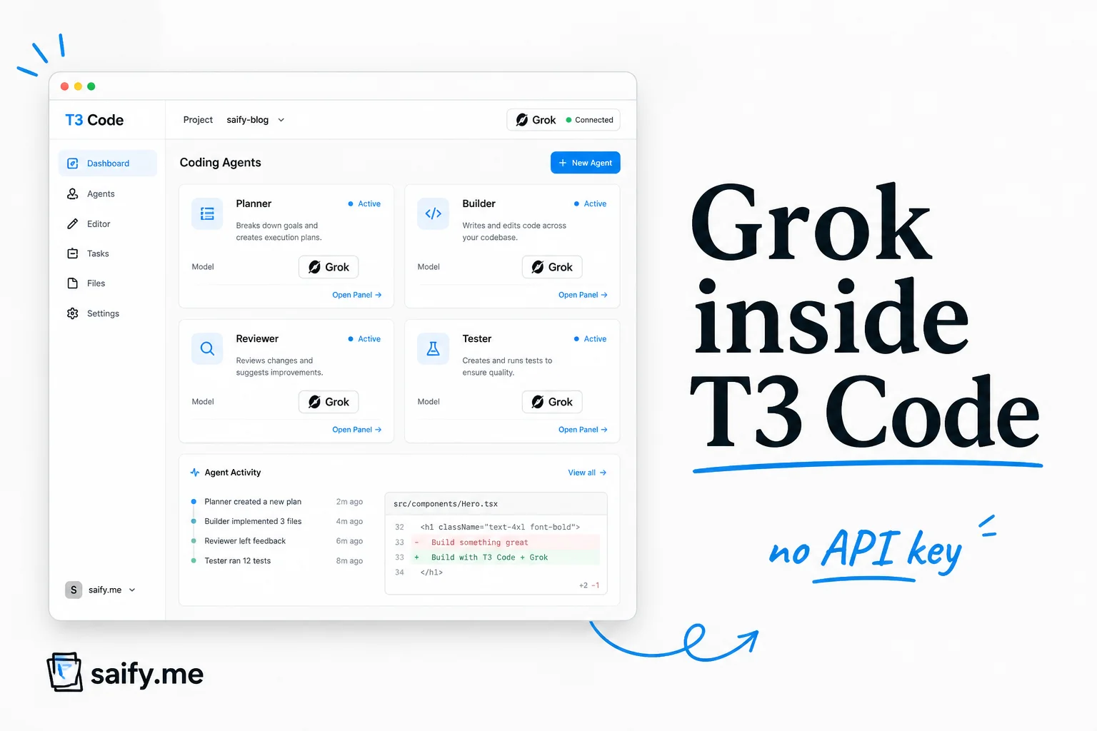 T3 Code now runs Grok Build on your SuperGrok subscription